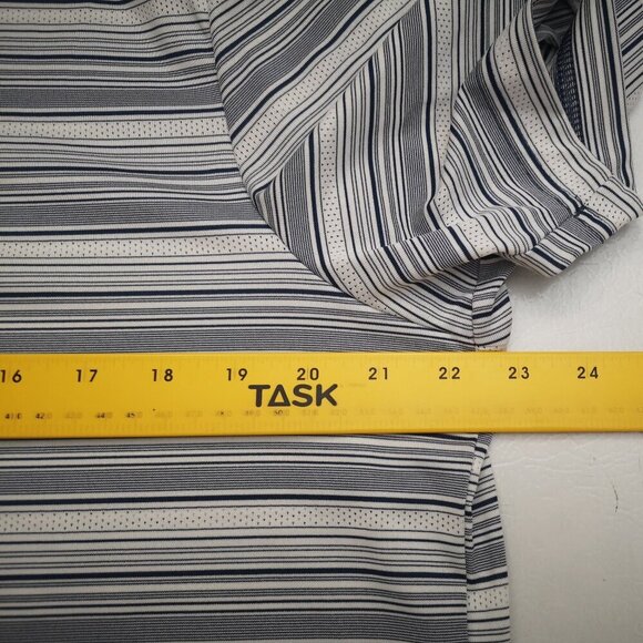 Adidas Primegreen Men's Size Large Navy Grey & White Striped Polo / Golf Shirt - Picture 7 of 9